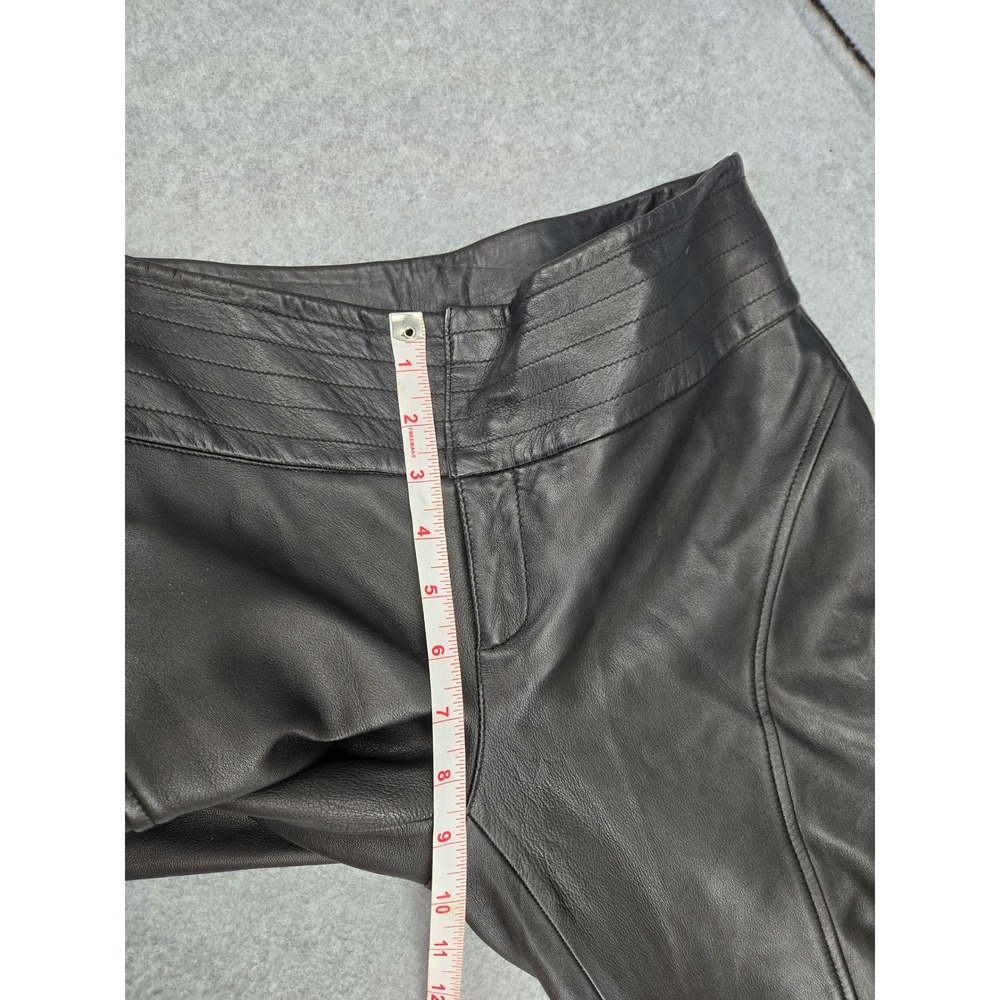 Elements by Vakko Black Leather Paneled Flare Pants Mid Rise Bootcut 4/30 - Picture 7 of 9